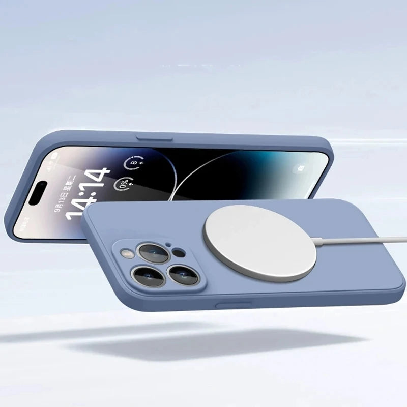 Original Liquid Silicone For Magsafe Wireless Charge Magnetic Case For iPhone 16 15 14 13 12 11 Pro X XR XS Max 7 8 Soft Cover