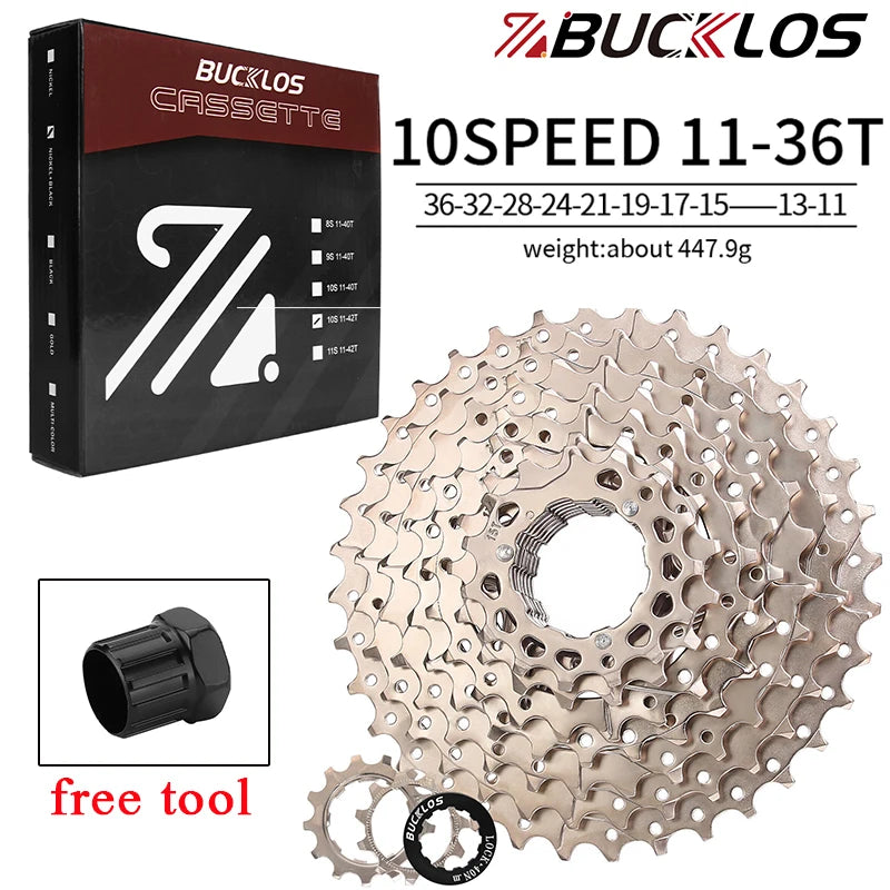 BUCKLOS Bicycle Cassette 10 speed MTB cassette K7 Road Bike Freewheel 25T 28T 32T 34T 36T 40T 10V Bike Cassettes Flywheel For HG