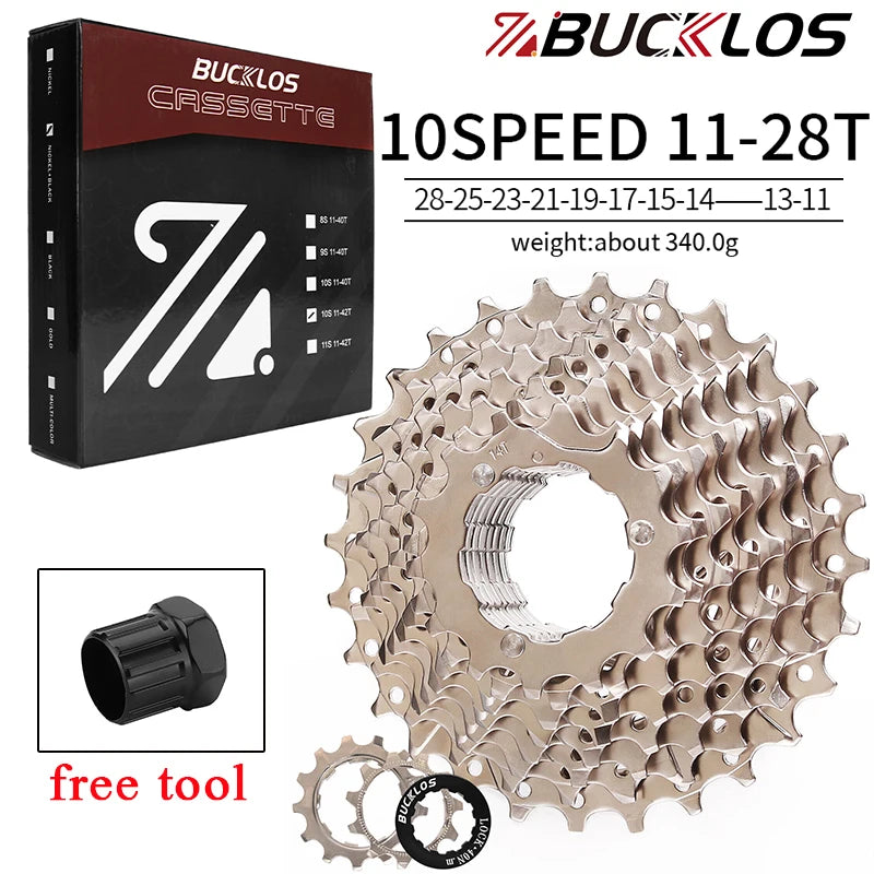 BUCKLOS Bicycle Cassette 10 speed MTB cassette K7 Road Bike Freewheel 25T 28T 32T 34T 36T 40T 10V Bike Cassettes Flywheel For HG