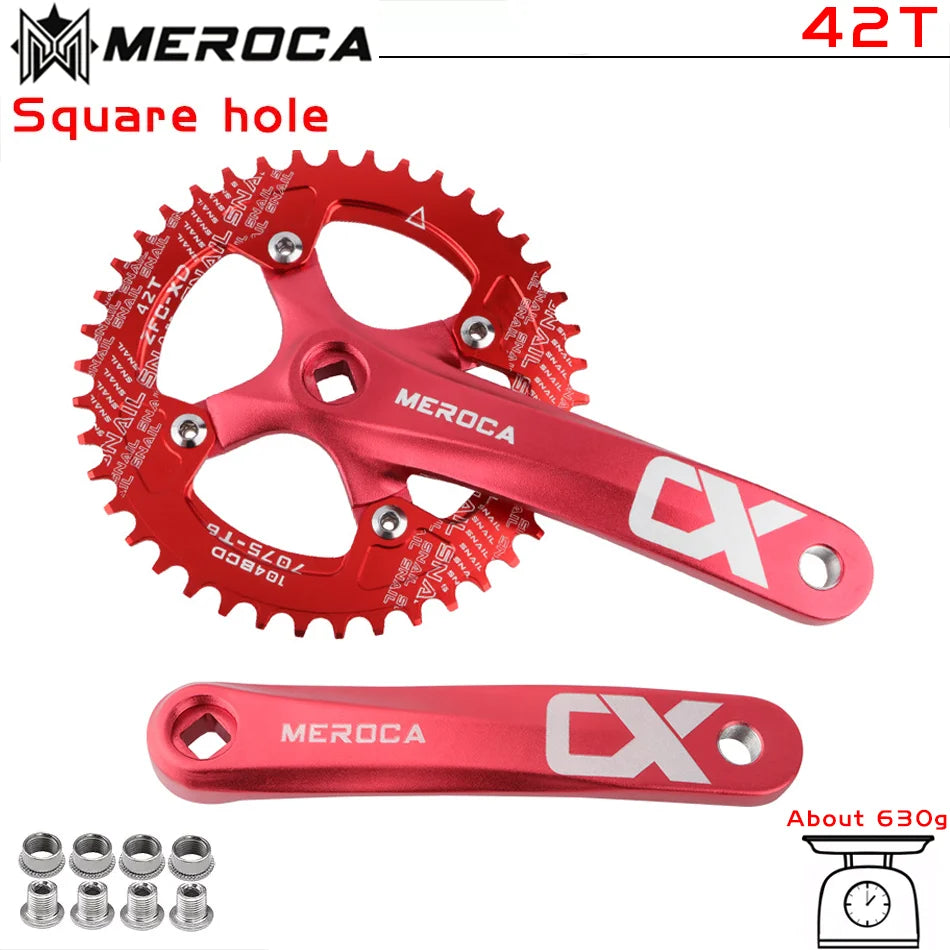 MEROCA CX Square Hole Bicycle Crankset 104BCD Aluminum Alloy IXF Square Hole Mountain Bike Crankset 170mm 32T/34T/36T/38T/40T/42