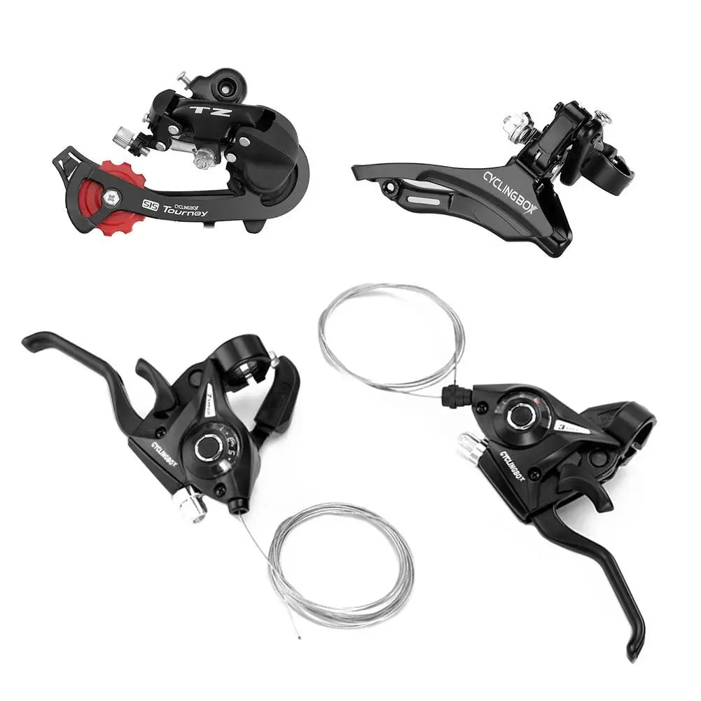 Bicycle Derailleur Transmission Set With Shift Cable Bike Part One-Piece MTB Bike Front Rear Shifter Levers Brake Practical
