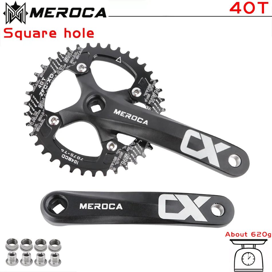MEROCA CX Square Hole Bicycle Crankset 104BCD Aluminum Alloy IXF Square Hole Mountain Bike Crankset 170mm 32T/34T/36T/38T/40T/42