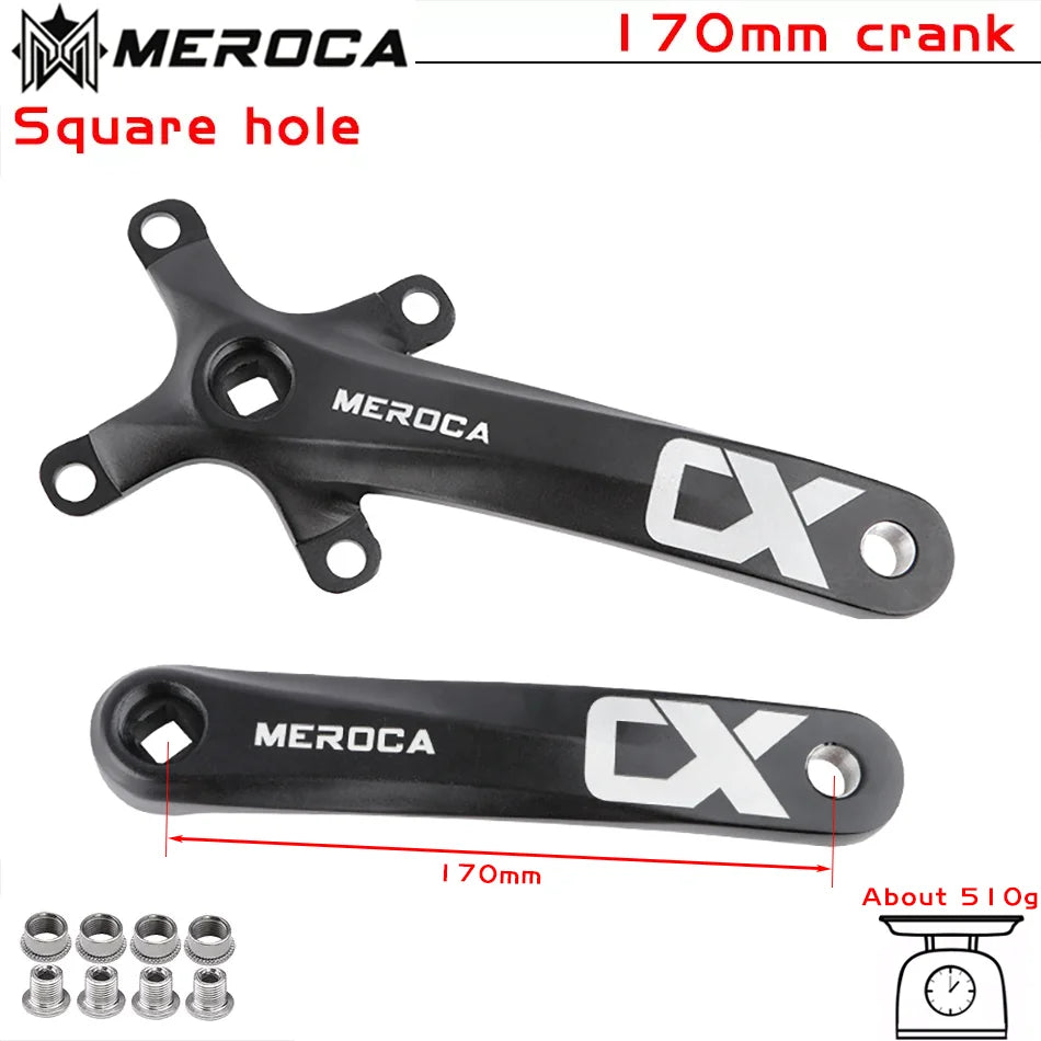 MEROCA CX Square Hole Bicycle Crankset 104BCD Aluminum Alloy IXF Square Hole Mountain Bike Crankset 170mm 32T/34T/36T/38T/40T/42