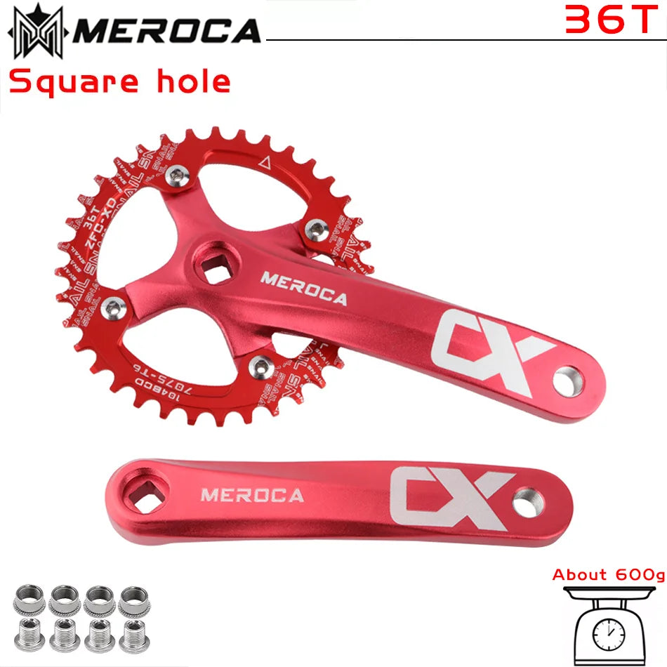 MEROCA CX Square Hole Bicycle Crankset 104BCD Aluminum Alloy IXF Square Hole Mountain Bike Crankset 170mm 32T/34T/36T/38T/40T/42