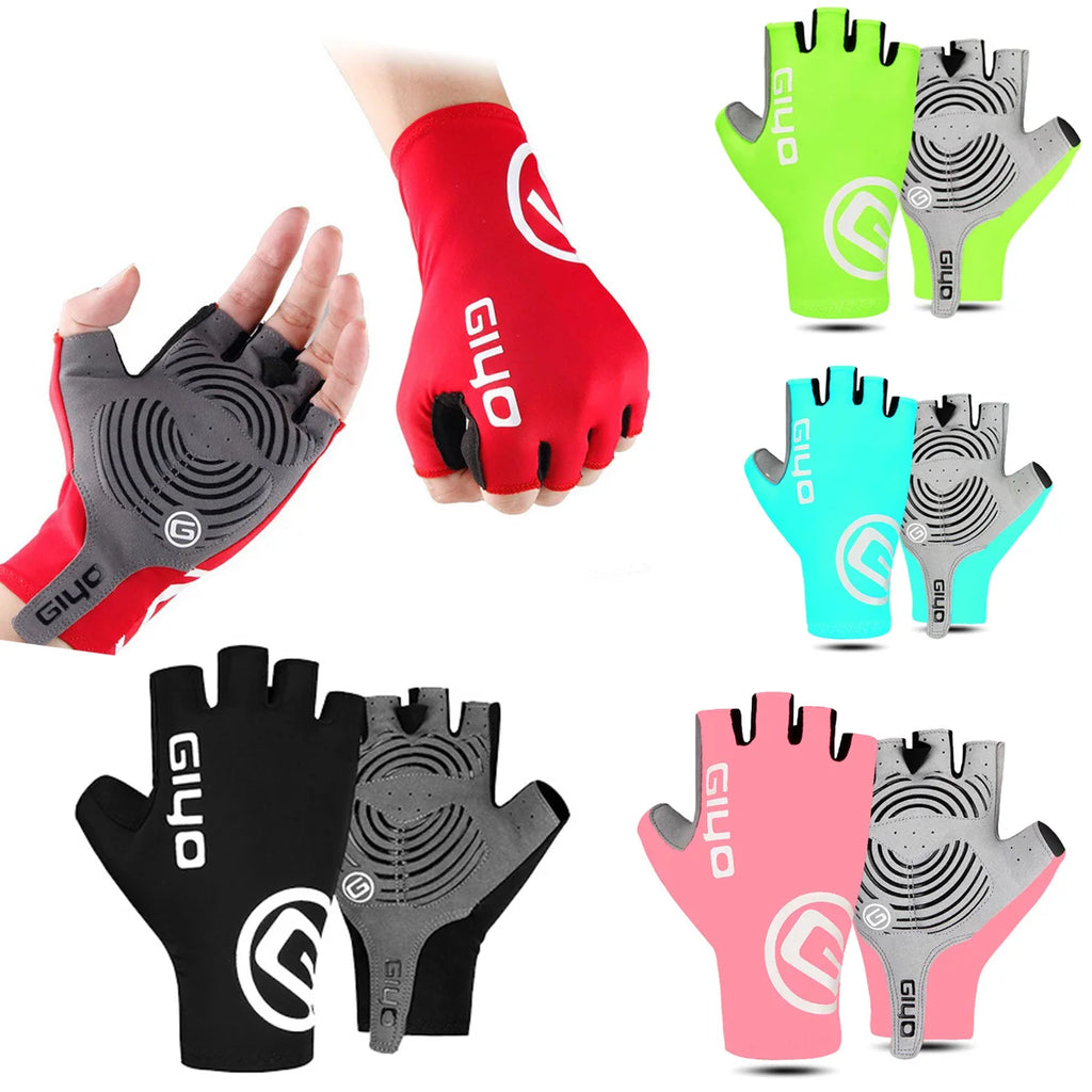 Giyo Short Cycling Gloves Fingerless Gloves Anti-slip Bicycle Lycra Fabric Half Finger Mitten for Mtb Road Bike Sports Racing