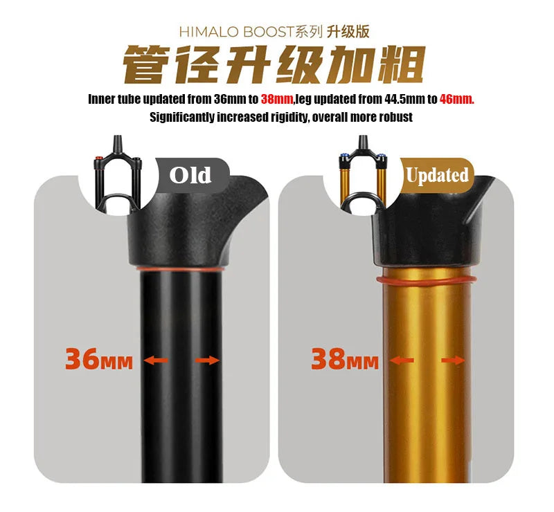 Suspension Bike Fork, 110mm * 15mm, Travel 160mm DH AM Downhill, 38mm TubeThru Axle Boost, Bicycle Rebound Adjustable, Air