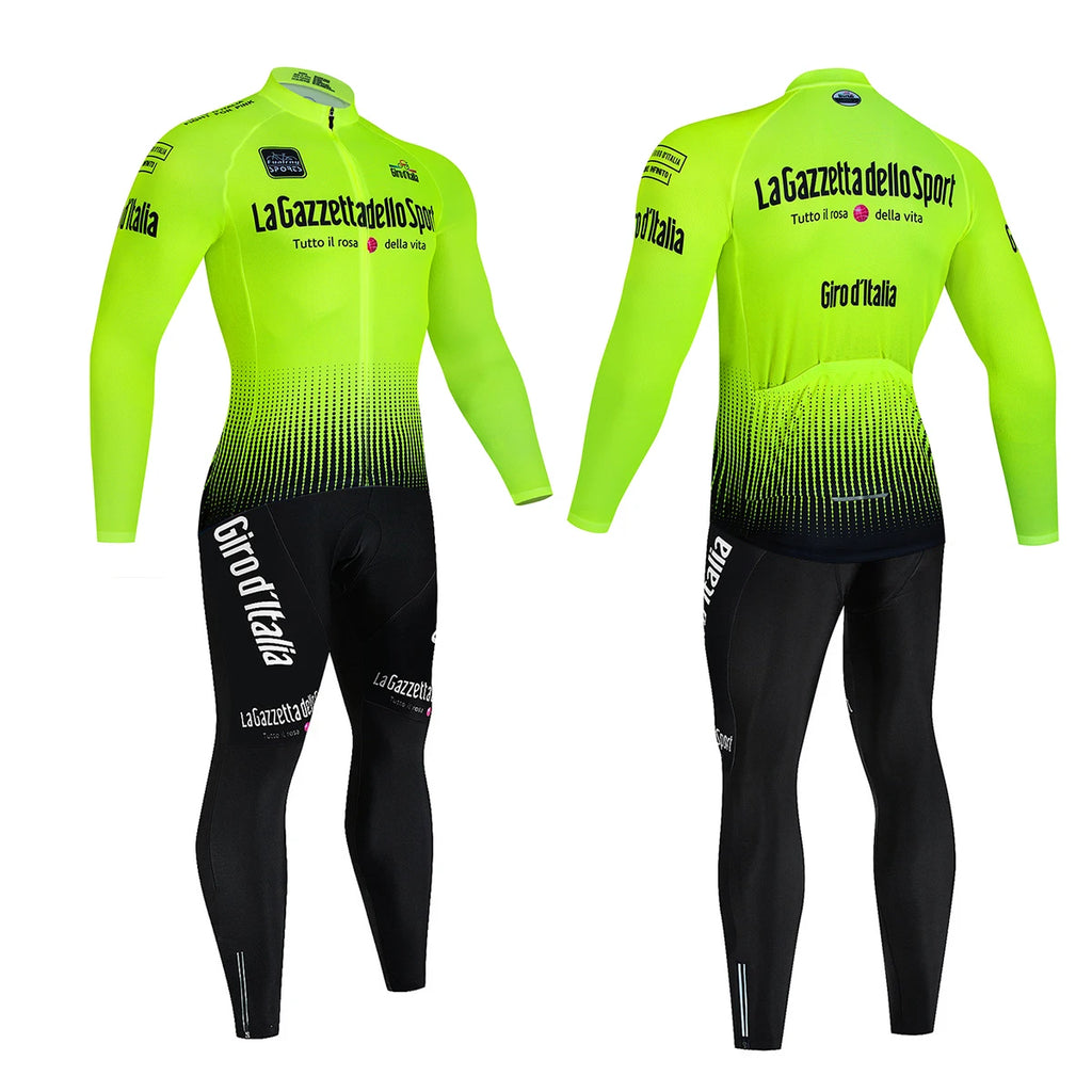 Tour De Italy D'ITALIA Cycling Clothes Men's Blouse Uniform Costume Bike Fleece Jersey Sports Set Pants Man Bicycle Clothing Bib