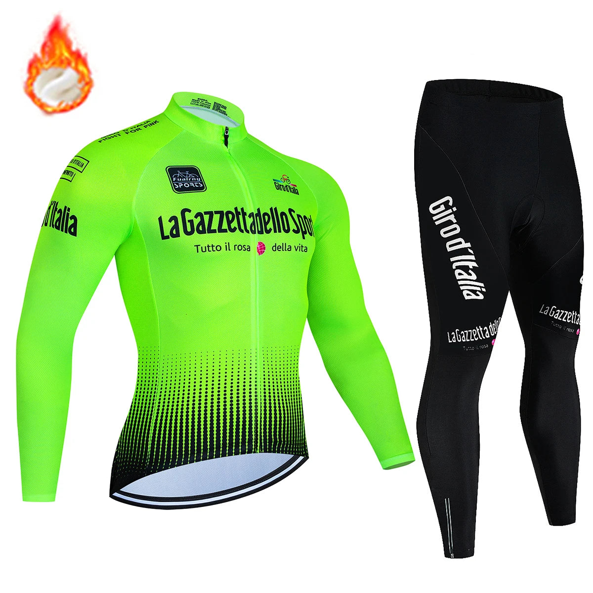 Tour De Italy D'ITALIA Cycling Clothes Men's Blouse Uniform Costume Bike Fleece Jersey Sports Set Pants Man Bicycle Clothing Bib