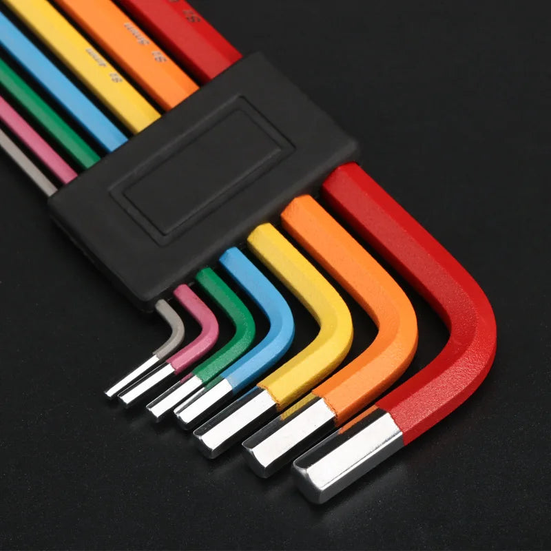7Pcs Bike Hex Tool MTB Road Bike Repair Tool Kit Bicycle Colorful Hexagon Spanner Flat Ball Opening Wrench 1.5/2/2.5/3/4/5/6mm