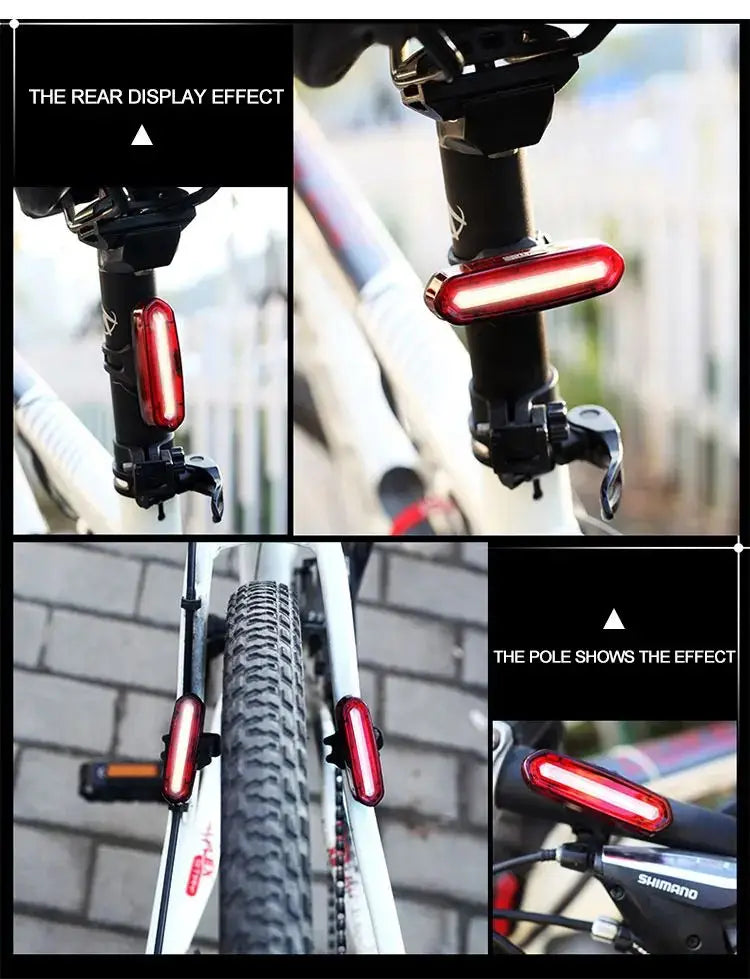 USB Rechargeable LED Bicycle Taillight, Red Bike Rear Light, Cycling Warning Light, Mountain Bicycle Lamp