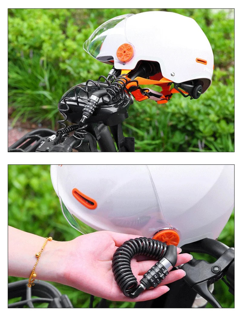 Bicycle Lock Password Anti-theft Lock Bicycle Portable Helmet Lock Universal 4 Digit Steel Cable Locks Security Cycling Parts