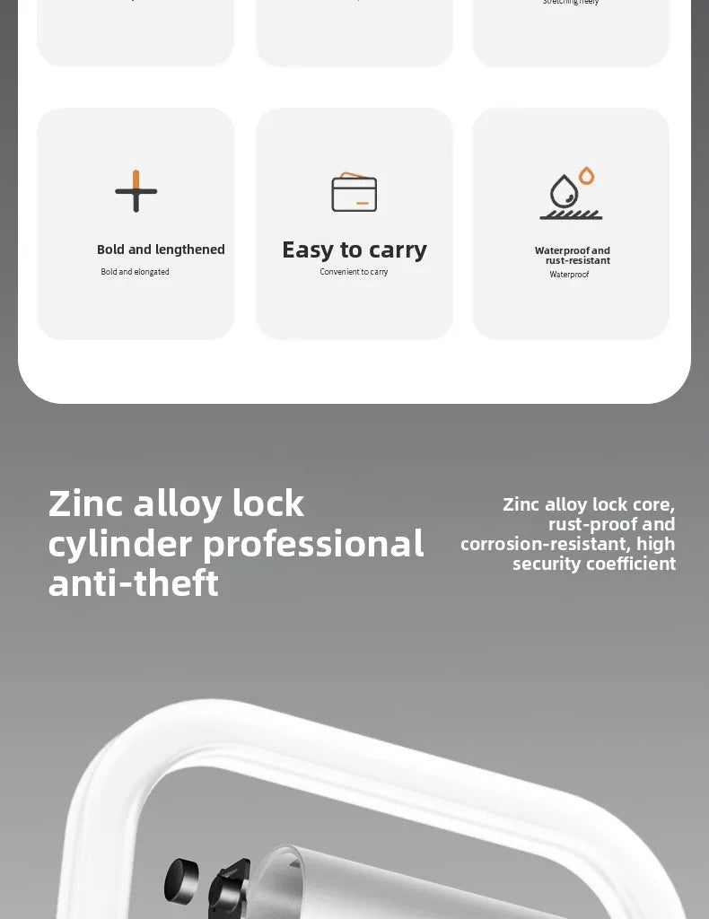 Bicycle Anti-theft Lock, Electric Bike Cable, Portable Bike Lock, Chain Lock, Bicycle Riding Accessories