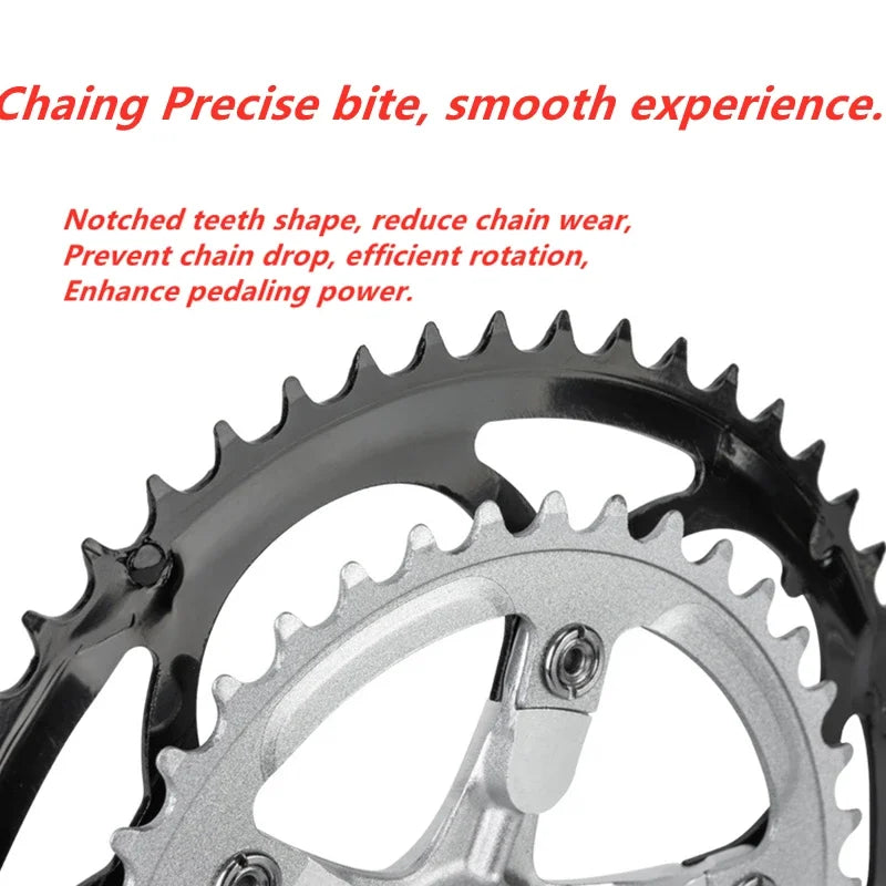 Bicycle Crankset, Aluminum Alloy Road Bike Crank And Chainring Set, 52-39T Chainwheel, For Road/Folding Bicycles