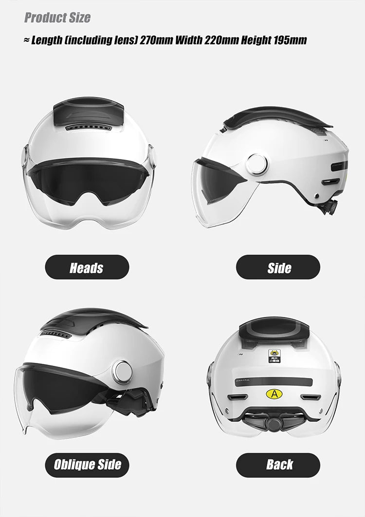 BIBEE Electric Motorcycle Helmet Summer Breathable Electric Bike Open Face Helmet Men Women Dual Lenses Jet Scooter Half Helmets