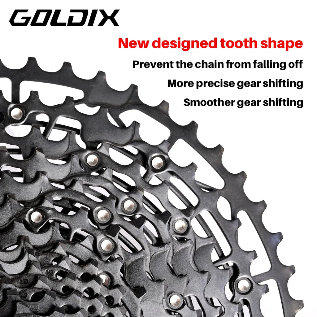 GOLDIX Ultralight Bicycle Cassettes Freewheel Carbon Steel Material 9/10/11/12/13 Speed HG Structure Sprocket for Mountain Bike