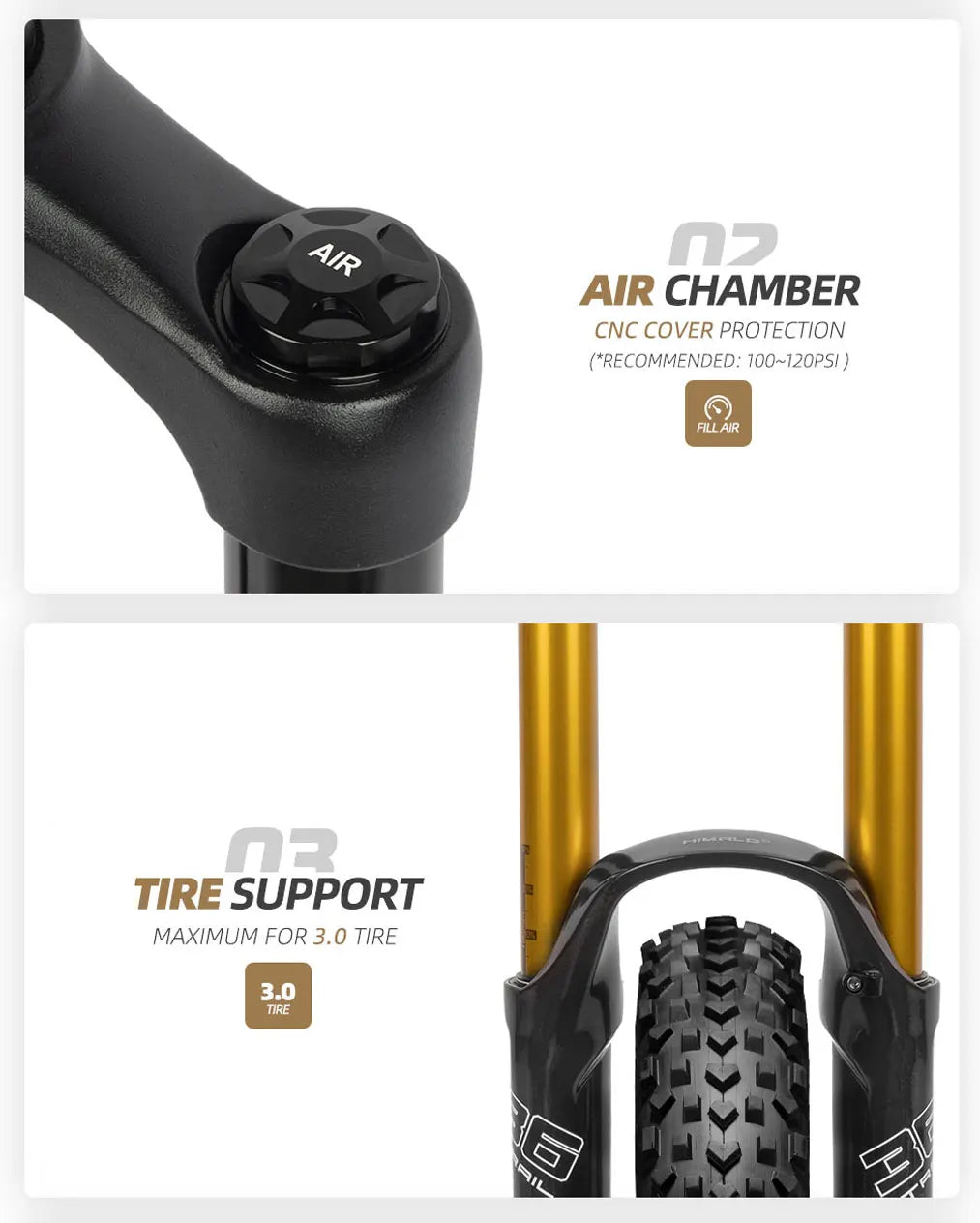 Suspension Bike Fork, 110mm * 15mm, Travel 160mm DH AM Downhill, 38mm TubeThru Axle Boost, Bicycle Rebound Adjustable, Air