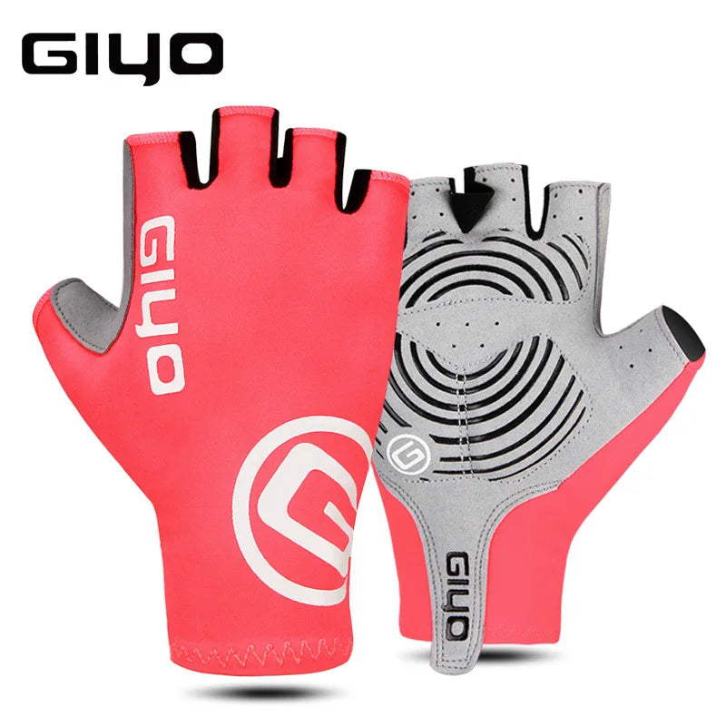 Giyo Short Cycling Gloves Fingerless Gloves Anti-slip Bicycle Lycra Fabric Half Finger Mitten for Mtb Road Bike Sports Racing