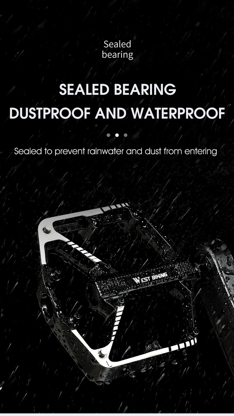WEST BIKING DU Bearing Bicycle Pedal Anti-slip Cycling Pedal Ultralight Aluminum Alloy MTB Road Bike Pedal Bike Accessories