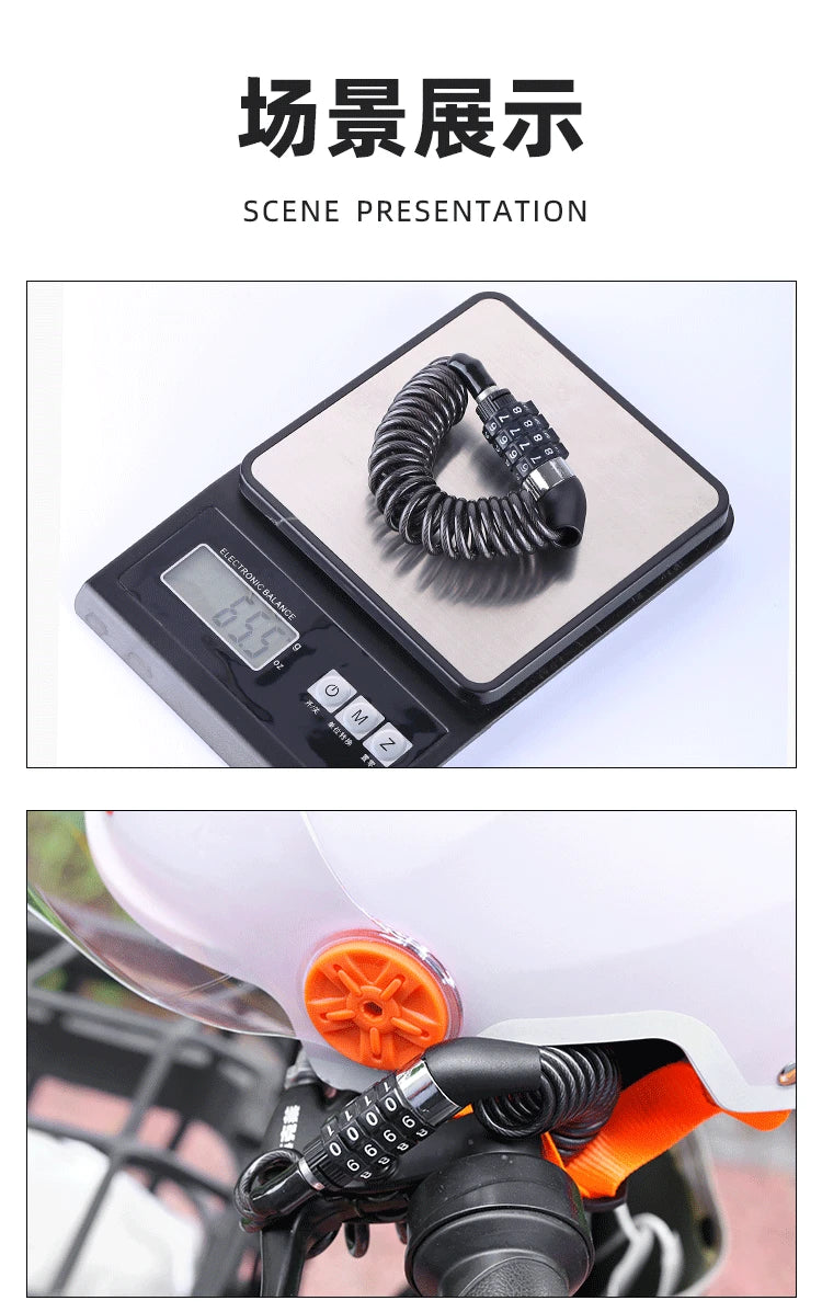 Bicycle Lock Steel Wire Chain Lock Mountain Bike Motorcycle Anti-theft Code Steel Wire Rope Lock Luggage Lock Helmet Lock