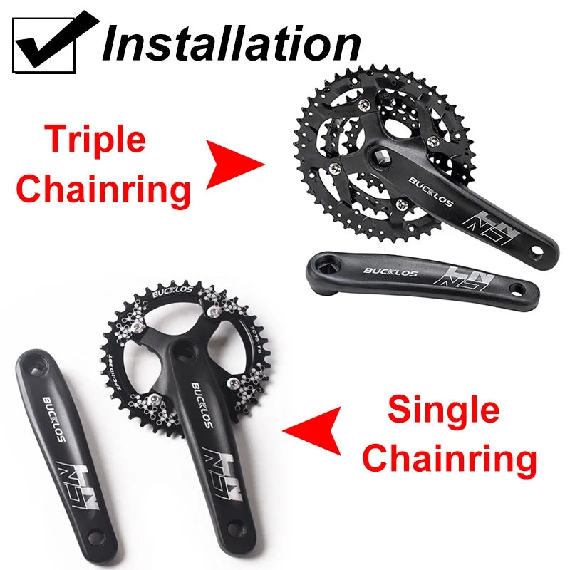BUCKLOS Mtb Crankset 104/64 BCD Bicycle Crankset 3*9S 3*10S Triple Crank Set Square Crank with Chainwheel Cycling Parts