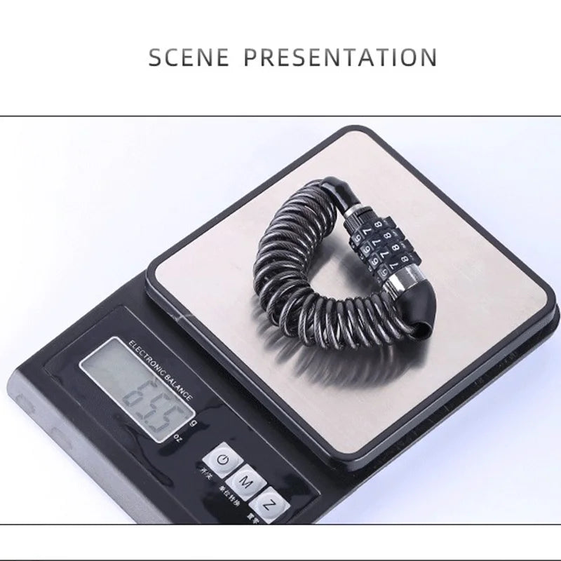 Bicycle Lock Password Anti-theft Lock Bicycle Portable Helmet Lock Universal 4 Digit Steel Cable Locks Security Cycling Parts