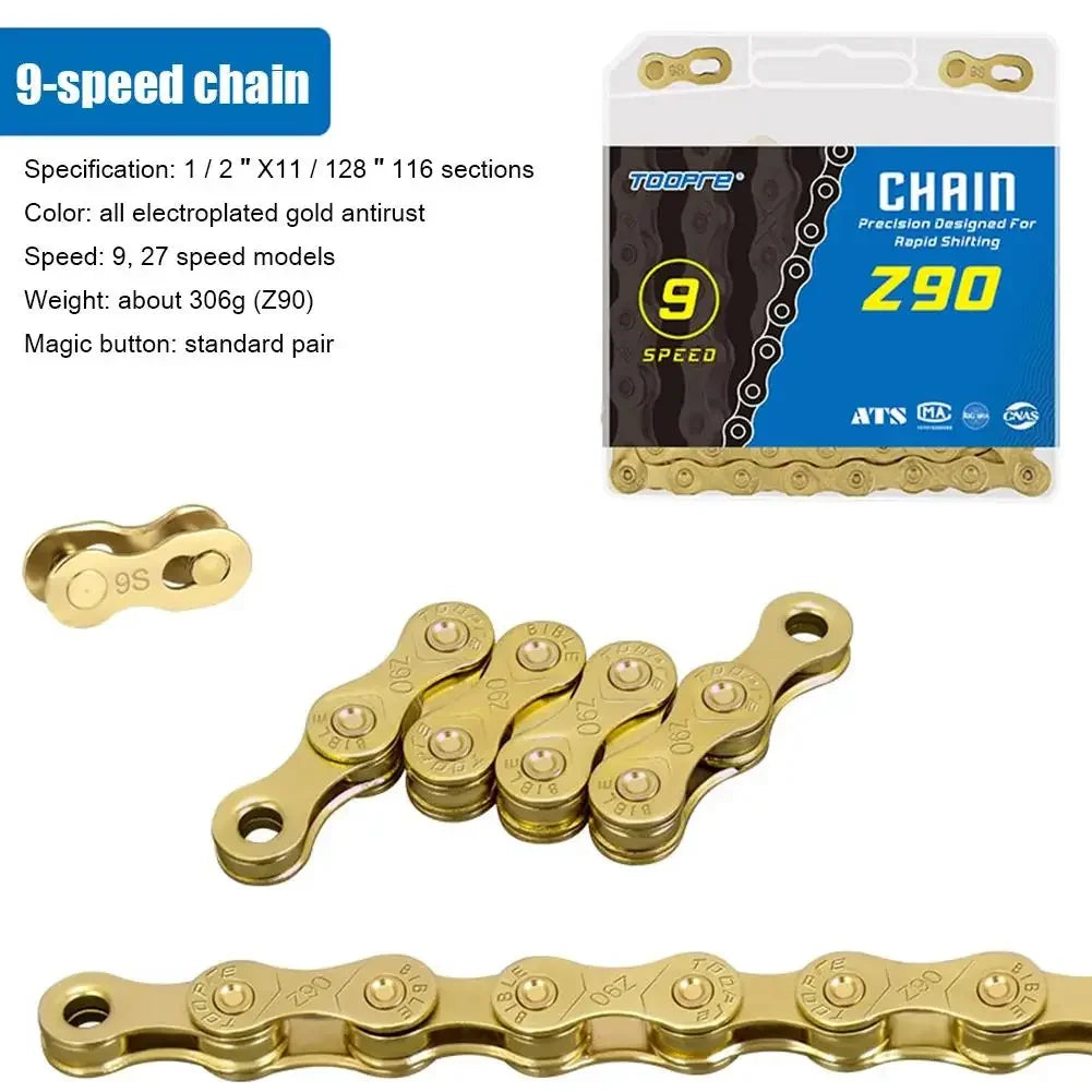 Bicycle Chain 6 7 8 9 10 11 12 Speed Variable Mountain Road Bike Anti-rust Electroplated Gold Chains Cycling Durable Accessories
