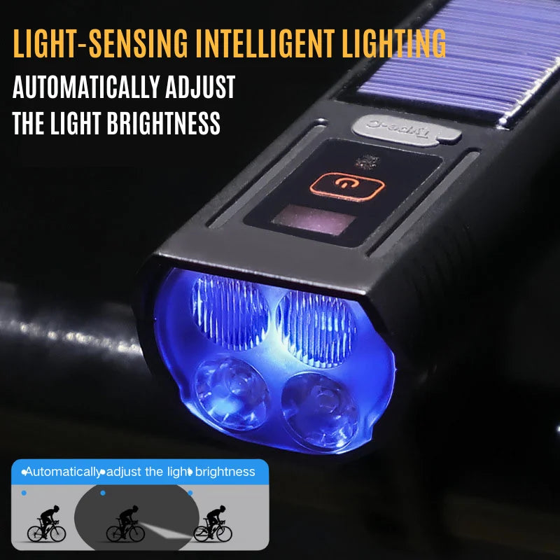 Bicycle Light Bike Light-sensing Intelligent Lighting Front Rear Lamp with High-decibel Horn Type-c Charging Cycling Light LED