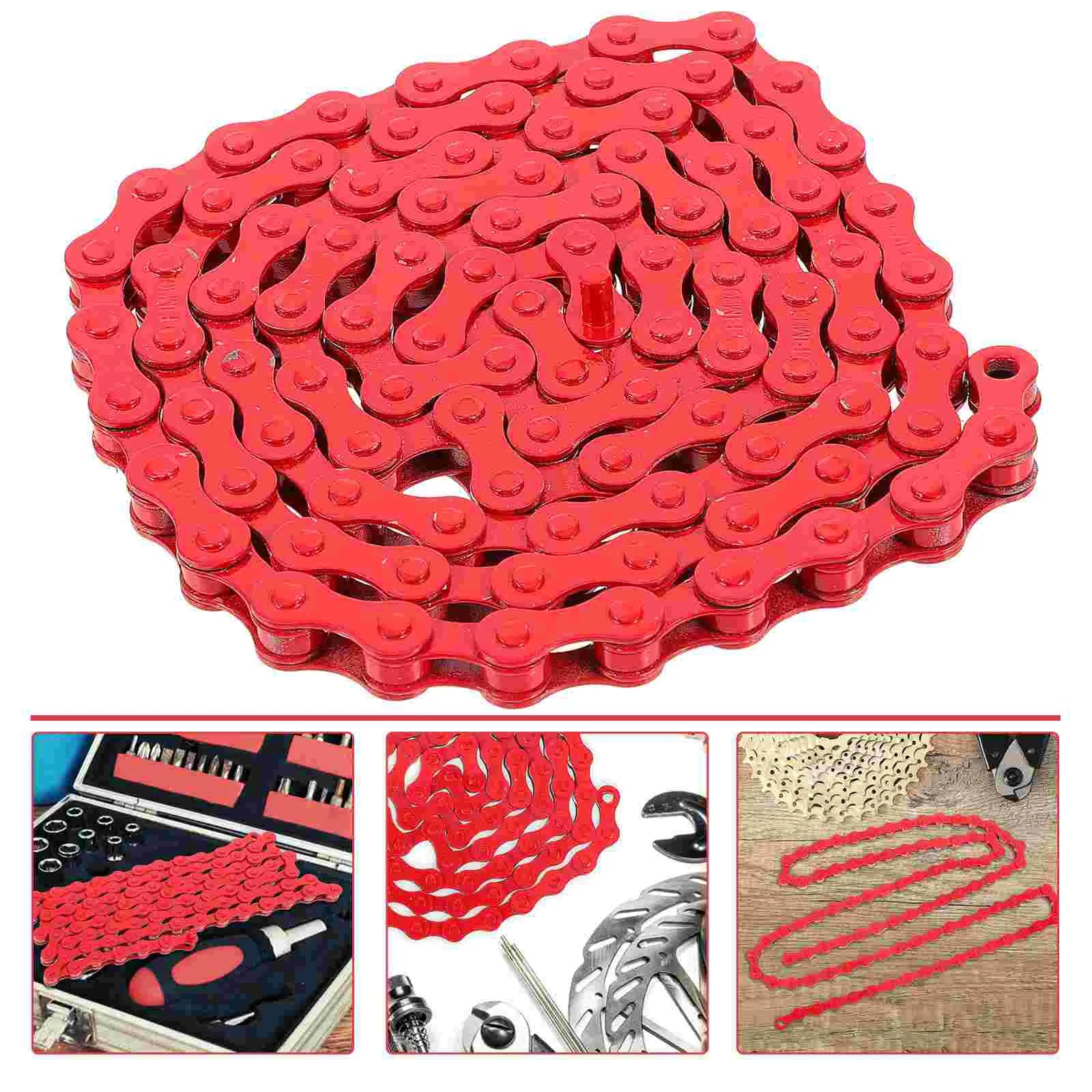 Red Bicycle Chains Bike Chain Replacement Accessories Steel Cycling Supply Mountain Bike Chains Durable Bike Parts Reusable