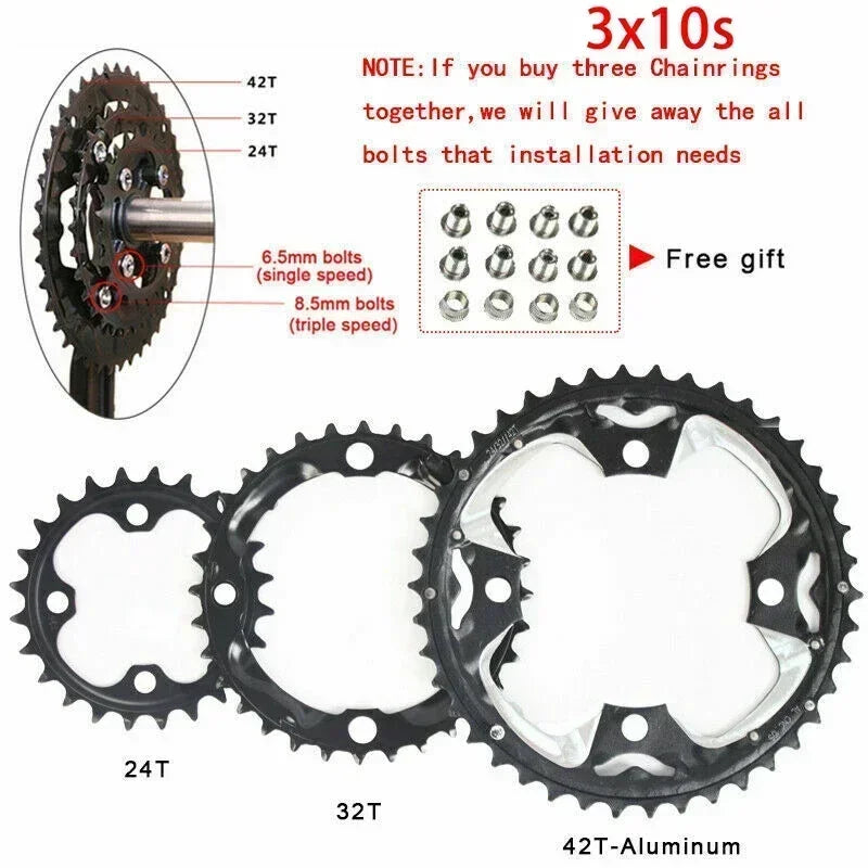 BUCKLOS Mtb Crankset 104/64 BCD Bicycle Crankset 3*9S 3*10S Triple Crank Set Square Crank with Chainwheel Cycling Parts