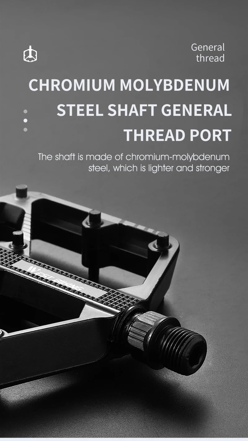 WEST BIKING DU Bearing Bicycle Pedal Anti-slip Cycling Pedal Ultralight Aluminum Alloy MTB Road Bike Pedal Bike Accessories