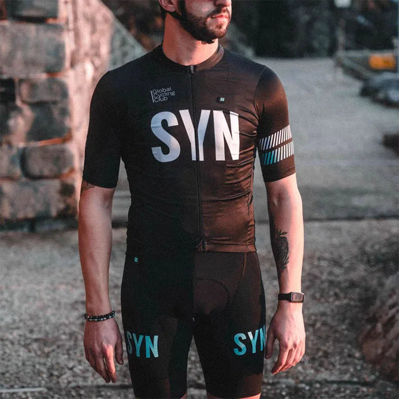 SYN Bicycle riding clothes men's summer jersey bib road cycling shirt breathable quick drying sweat wicking shirt