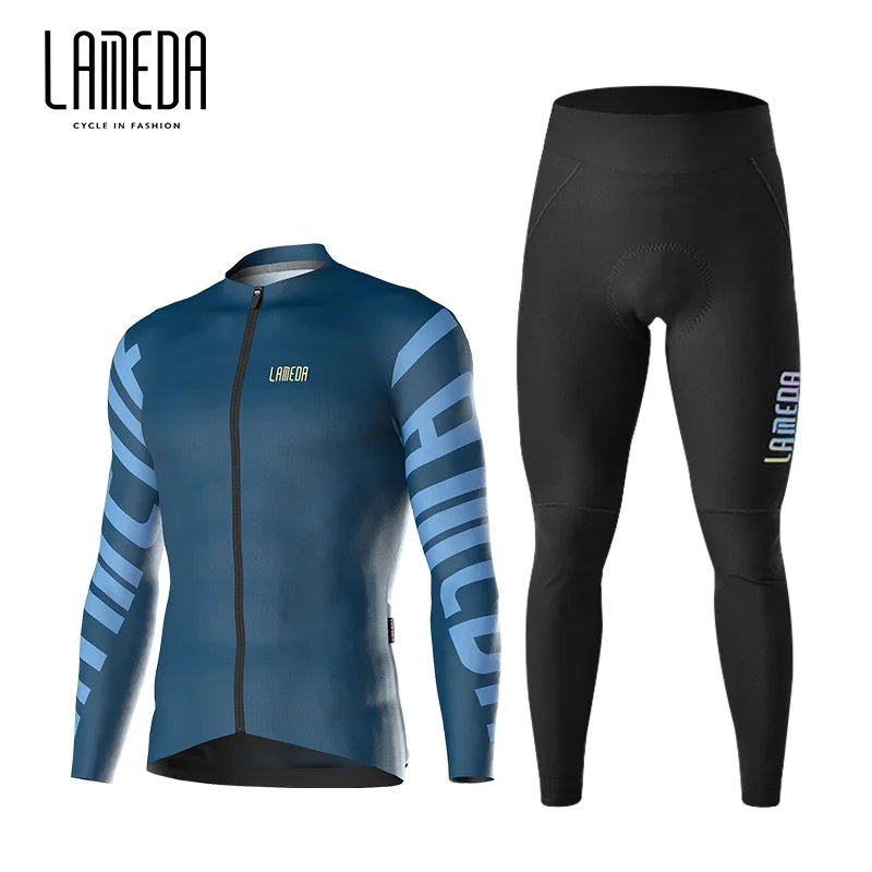 Lameda Bicycle Clothes Set Comfortable Breathable Tight Quick Drying Men's Cycling Clothes Long Sleeved Top Bicycle Pants