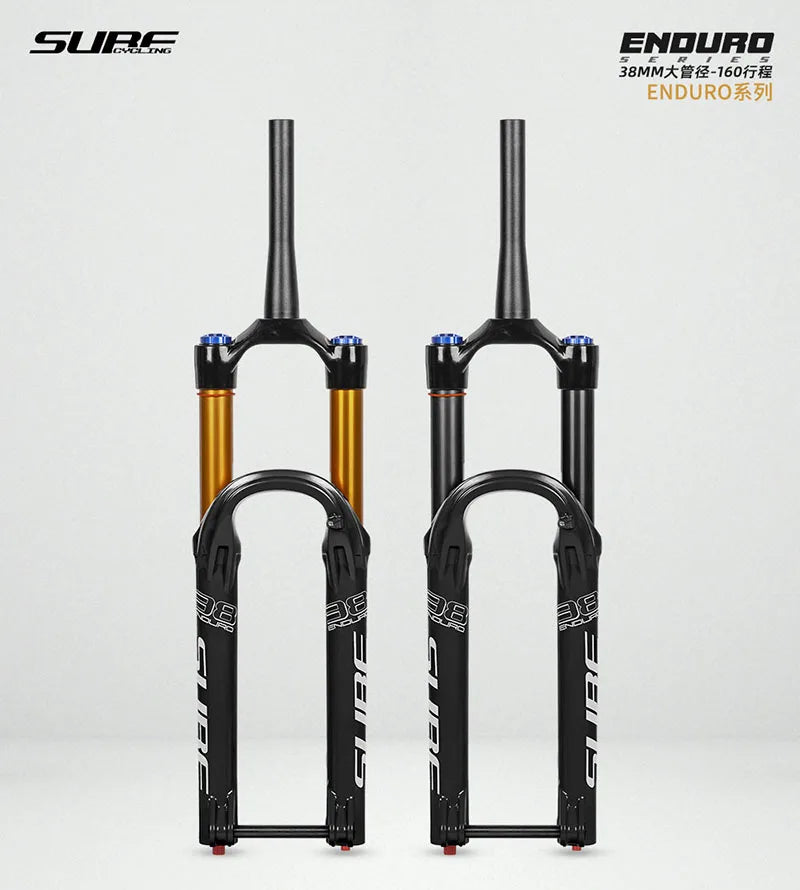 Suspension Bike Fork, 110mm * 15mm, Travel 160mm DH AM Downhill, 38mm TubeThru Axle Boost, Bicycle Rebound Adjustable, Air