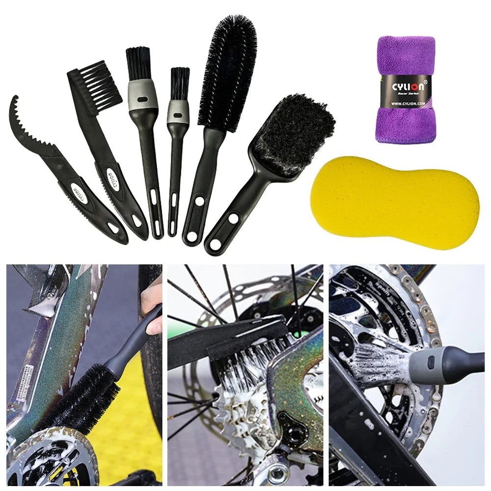 Bicycle Bike Cleaning Tools Set Bike Clean Brush Kit Bike Cleaning Kit for Mountain Road City BMX and Folding Bike Accessories
