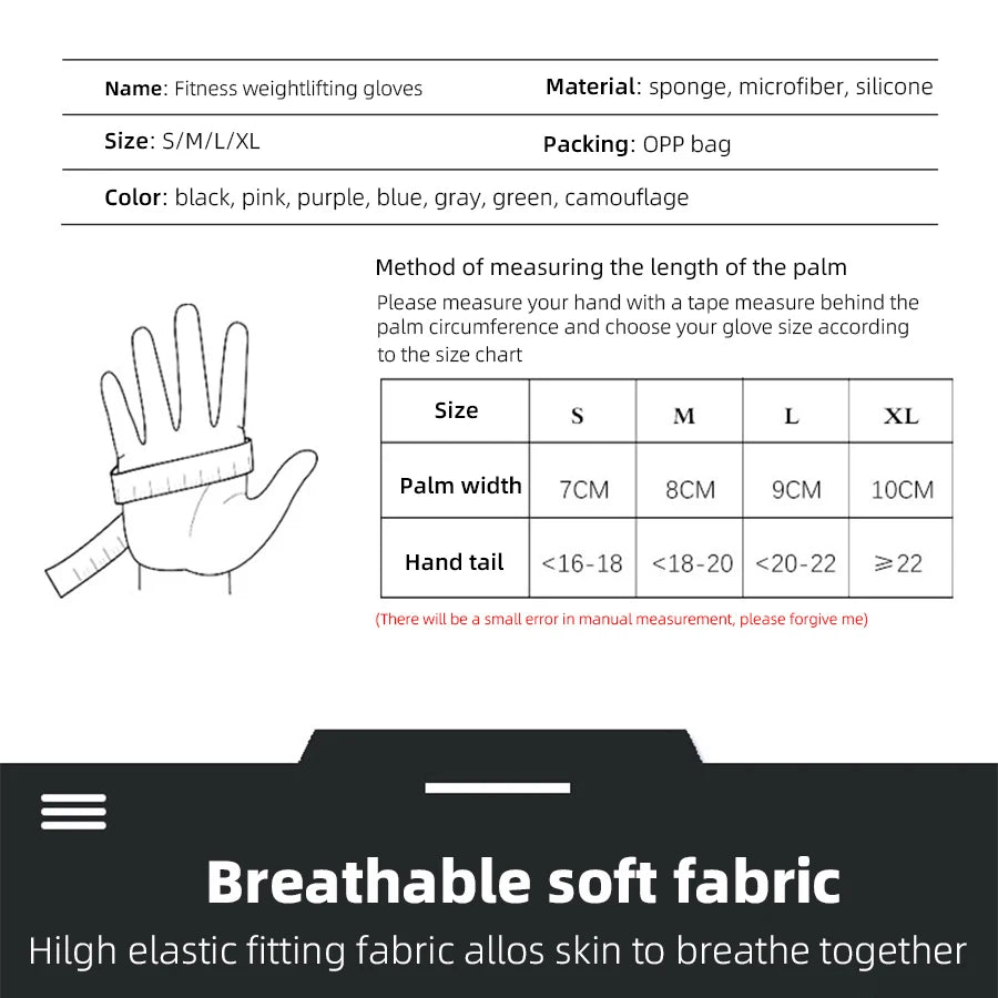 With Anti-Slip Shock-Absorbing Workout Gloves Motorcycle Exercise Cycling Gloves Weight Lifting Gym Training Light Biking Gloves