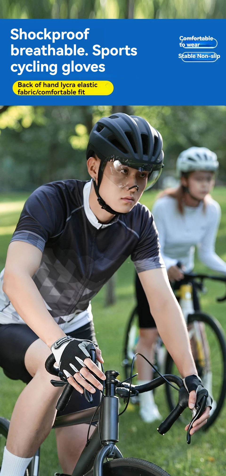 GTUBIKE Cycling Gloves Bicycle Gloves Mountain Bike Gloves – Anti Slip Shock Absorbing Padded Half Finger Short Sport Gloves