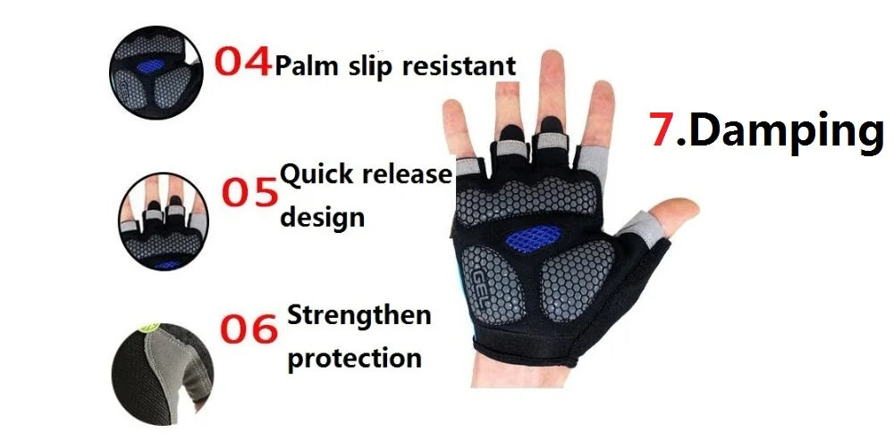 Cycling Gloves Anti Slip Shock Breathable Half Fingerless Gloves Bike Mtb Gloves Sport Mittens Cycling Bicycle Gloves