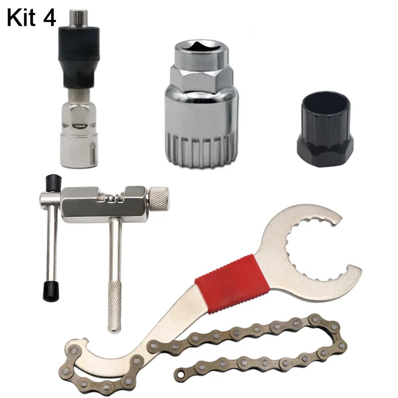 Bicycle Repair Tool Sets Chain Breaker Crank Puller MTB Bike Chain Measuring Ruler Flywheel Removal Outdoor Cycling Repair Tools