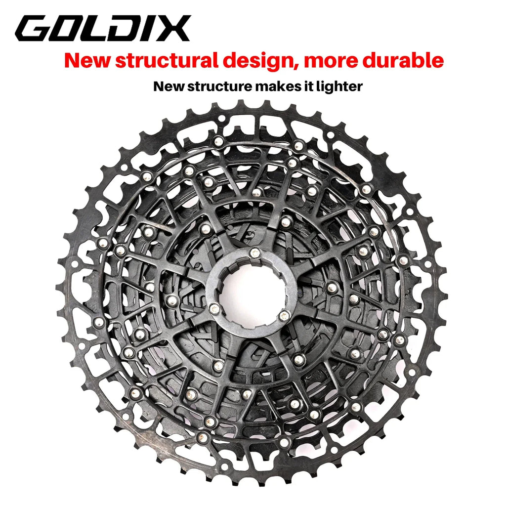GOLDIX Ultralight Bicycle Cassettes Freewheel Carbon Steel Material 9/10/11/12/13 Speed HG Structure Sprocket for Mountain Bike