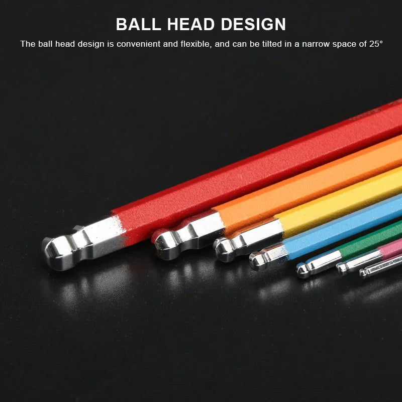 7Pcs Bike Hex Tool MTB Road Bike Repair Tool Kit Bicycle Colorful Hexagon Spanner Flat Ball Opening Wrench 1.5/2/2.5/3/4/5/6mm