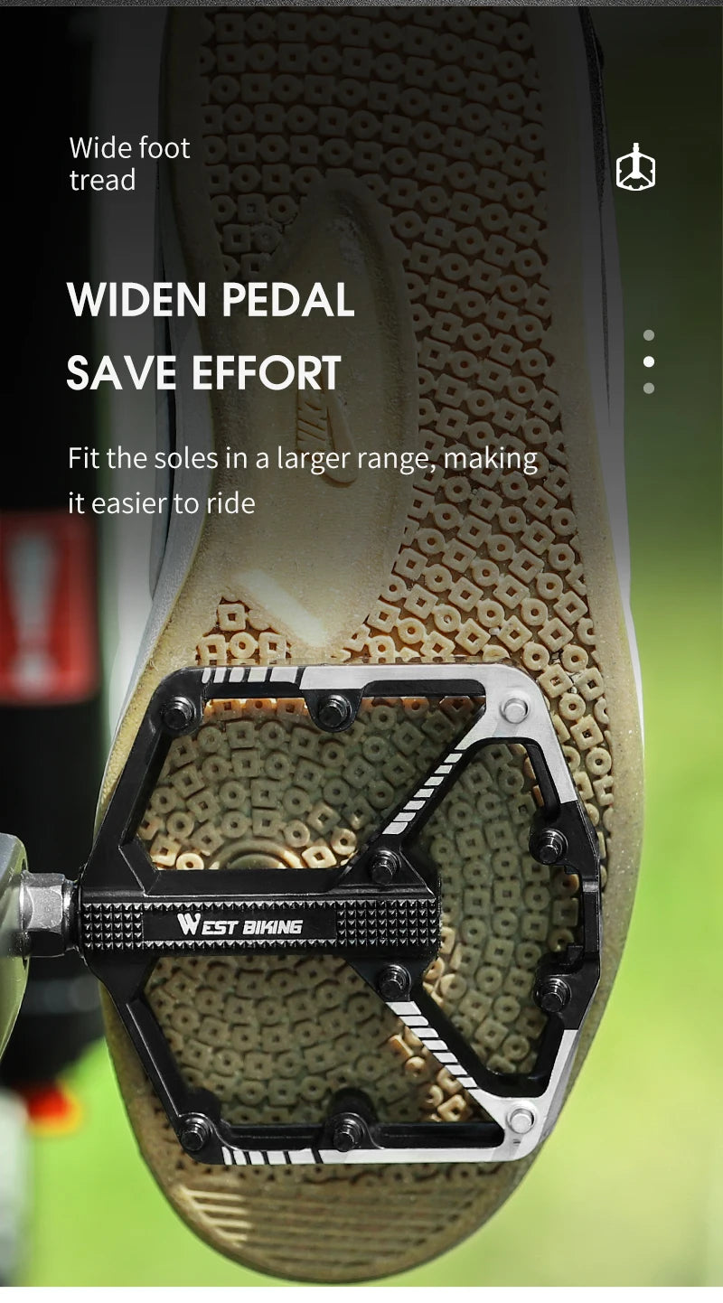 WEST BIKING DU Bearing Bicycle Pedal Anti-slip Cycling Pedal Ultralight Aluminum Alloy MTB Road Bike Pedal Bike Accessories