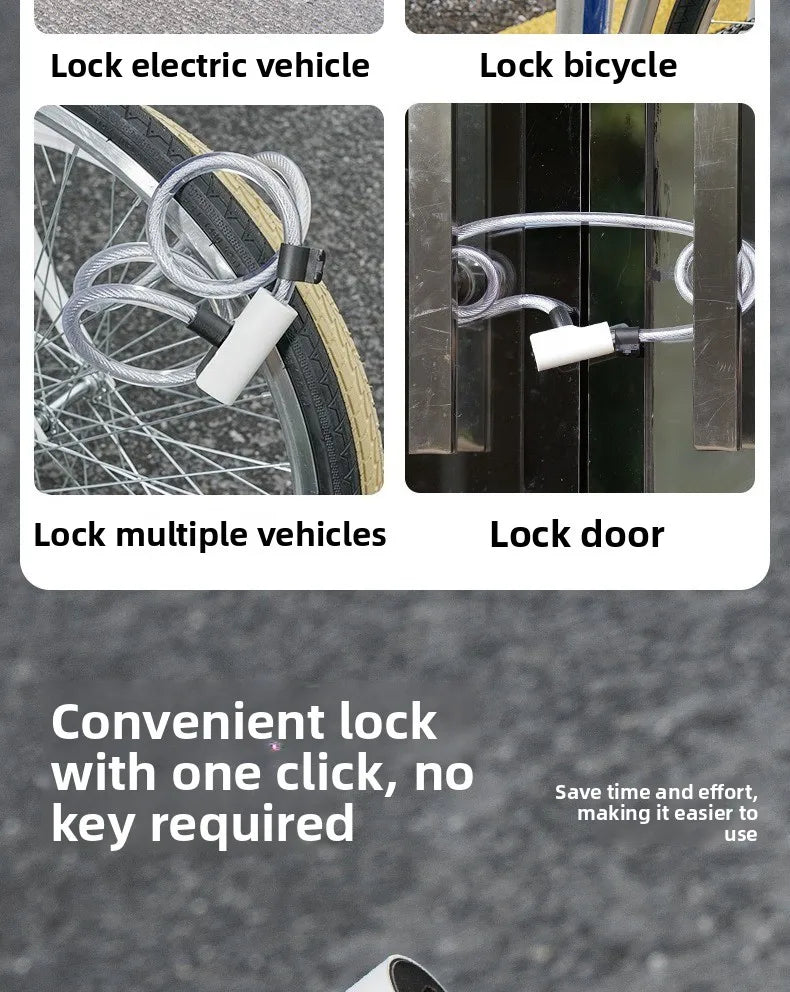 Bicycle Anti-theft Lock, Electric Bike Cable, Portable Bike Lock, Chain Lock, Bicycle Riding Accessories