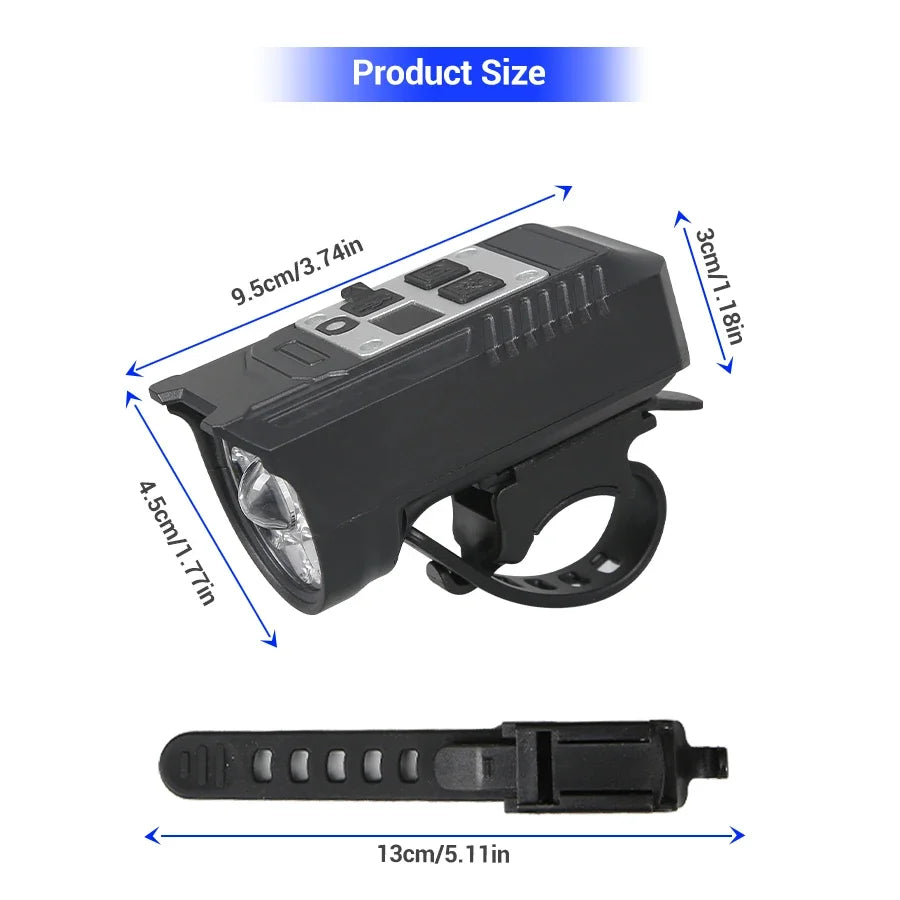 Bicycle Headlight 9 LED Bike Front Light Type-C Rechargeable Bike Lamp Ultralight Handlebar Lights Waterproof Cycling Flashlight