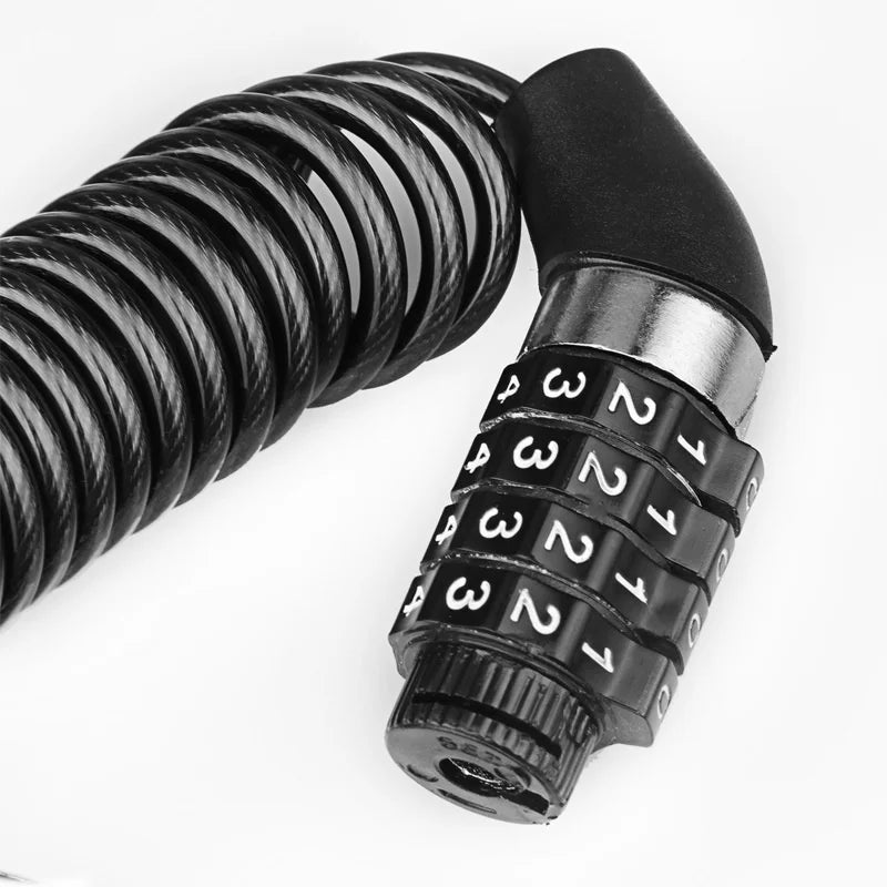 Bicycle Lock Password Anti-theft Lock Bicycle Portable Helmet Lock Universal 4 Digit Steel Cable Locks Security Cycling Parts
