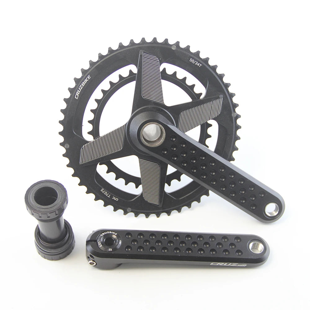 CRUZbike Road Bike Crankset 155/160/165/170/ Crank 9/10/11/12 Speed Double Chainring 46-30/48-32T with Bottom Bracket