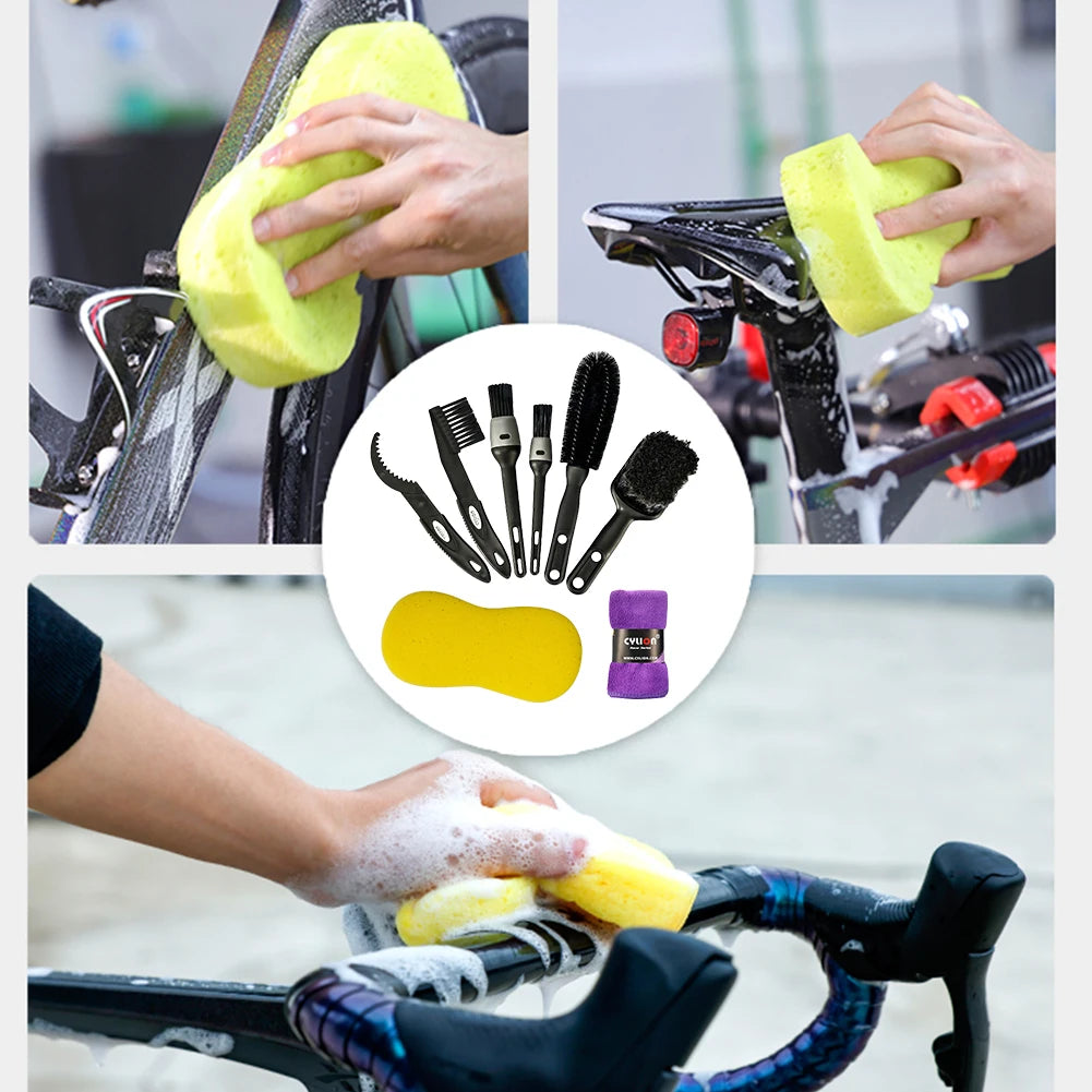 Bicycle Bike Cleaning Tools Set Bike Clean Brush Kit Bike Cleaning Kit for Mountain Road City BMX and Folding Bike Accessories