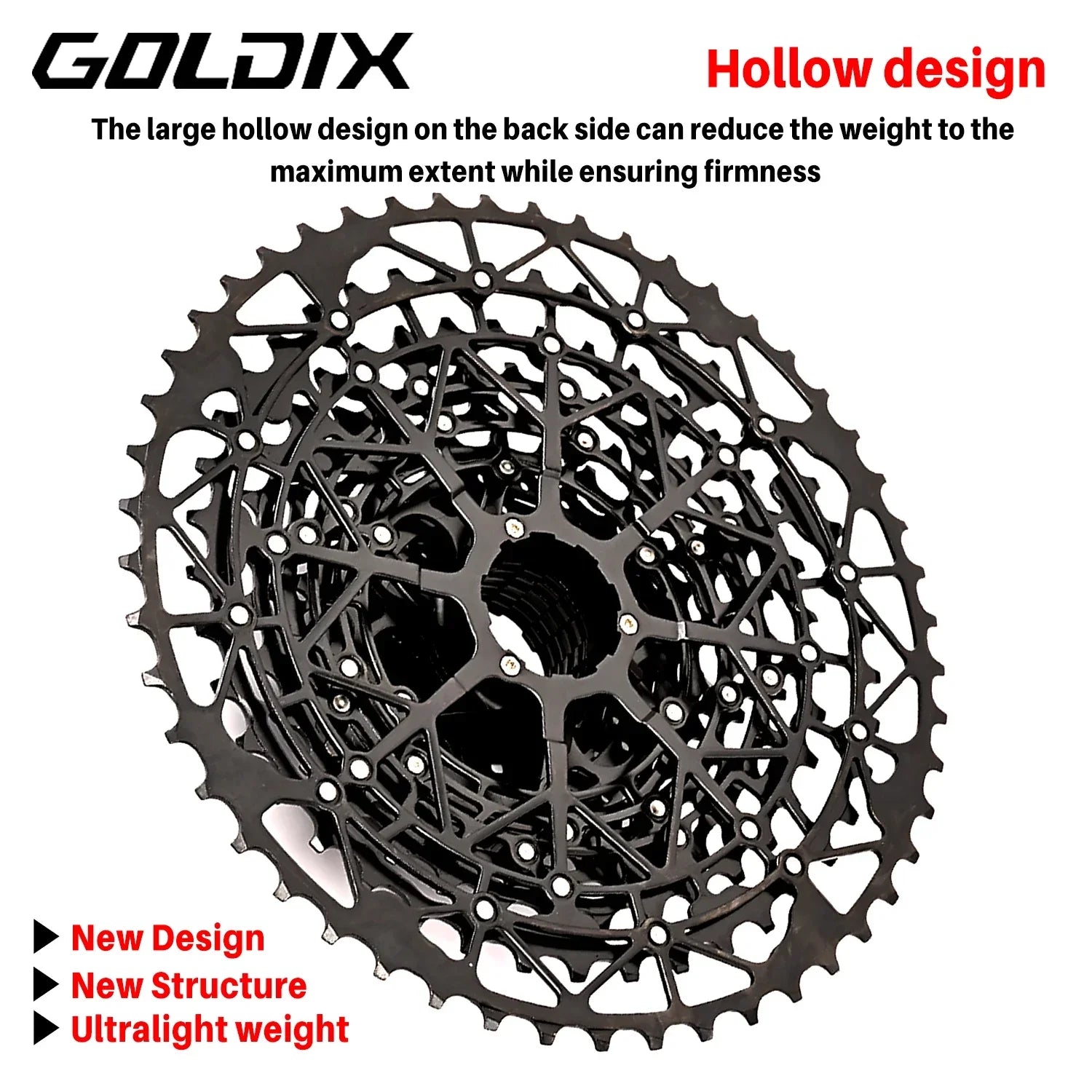 GOLDIX Ultralight Bicycle Cassettes Freewheel Carbon Steel Material 9/10/11/12/13 Speed HG Structure Sprocket for Mountain Bike