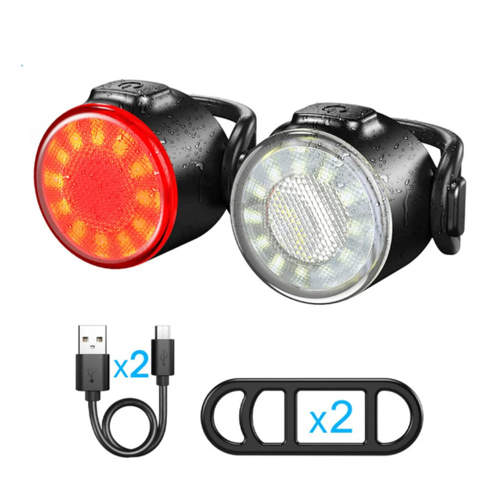 Bike Headlight USB Rechargeable Mini Warning Taillight Highlight Riding Taillight Front Rear Bicycle Lamp Headlights Accessories