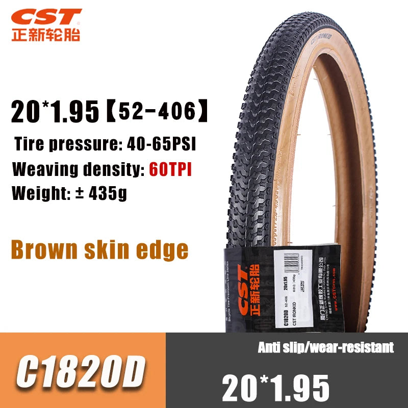 CST 20 inch Bicycle tires 406 20X1.75 20X1.95 Brown Skin edge retro C1820D C1959 Folding Bike Tyre  ﻿