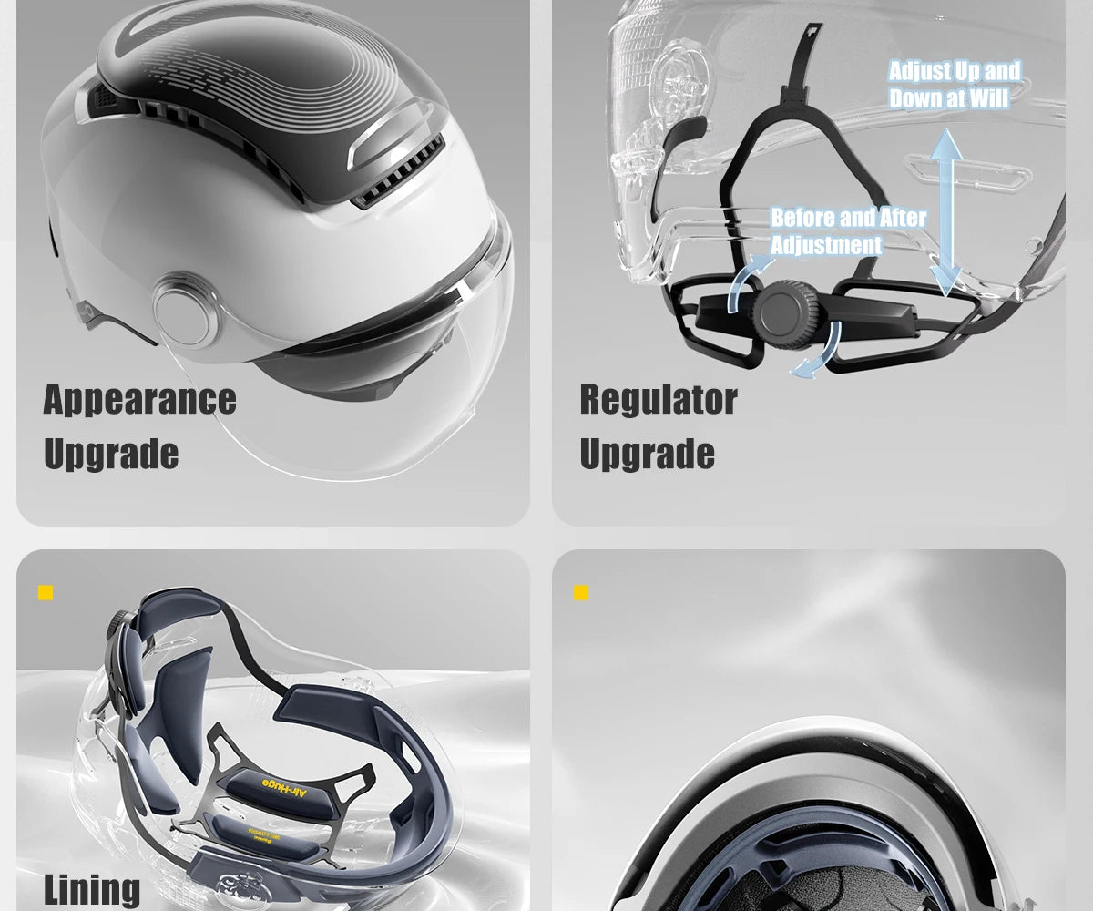 BIBEE Electric Motorcycle Helmet Summer Breathable Electric Bike Open Face Helmet Men Women Dual Lenses Jet Scooter Half Helmets